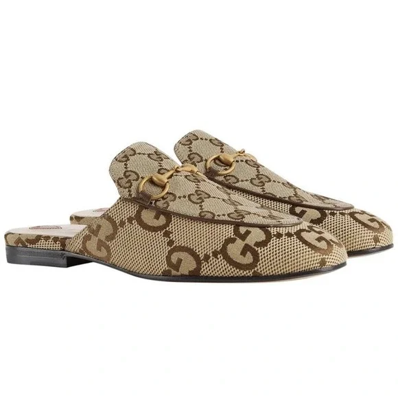 Gucci Princetown Horsebit Jumbo GG Flats Loafer Slip Sandal Mule Slides 37 - Picture 2 of 12